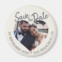 Ivoor Foto Modern Script Save the Date Magneet