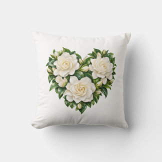 Ivoor Gardenia Botanische Hart Worpkussen Kussen