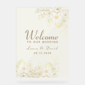 Ivoor Goud Bloemen Acryl Huwelijk Welkom Teken Acryl Bord (Voorkant)