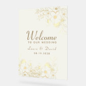 Ivoor Goud Bloemen Acryl Huwelijk Welkom Teken Acryl Bord (Hoek)