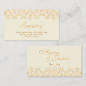 Ivoor & Goud Damask Wedding Registry Kaart (Voorkant / Achterkant)