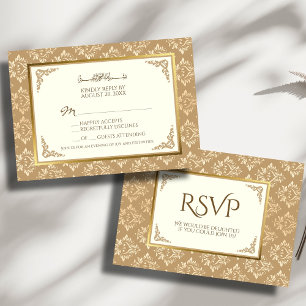 Ivoor Goud Damast Elegantie Islamitische Moslim Br RSVP Kaartje