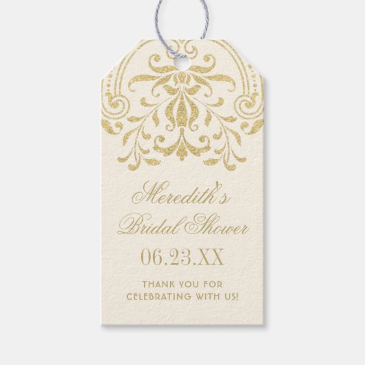 Ivoor Goud  Glamour Bruiloft Vrijgezellenfeest Cadeaulabel (Voorkant)