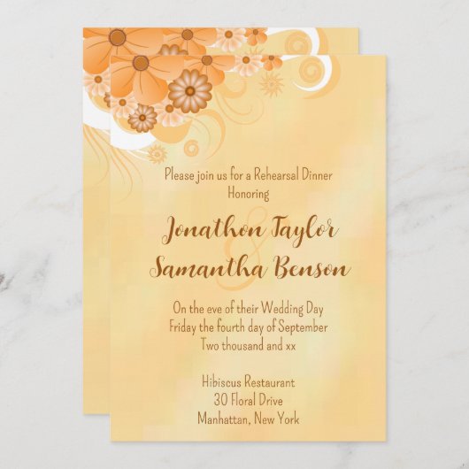 Ivoor Goud Hibiscus Bloemen 5x7 repetitie diner Kaart (Voorkant / Achterkant)