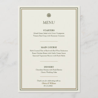 Ivoor & Goud Palm Trouwmenu Menu