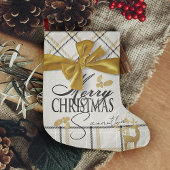Ivoor & Goud Plaid Rendier & Naam Vrolijk Kerstfee Grote Kerstsok