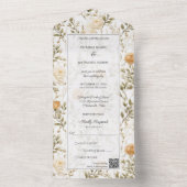  Ivoor & Goud Rozen QR Code All In One Uitnodiging (Binnen)