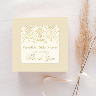 Ivoor Goud Vintage Glamour Bruidsdouche Vierkante Sticker