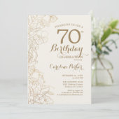 Ivoor Gouden Bloem 70ste Verjaardagsfeest Kaart (Staand voorkant)