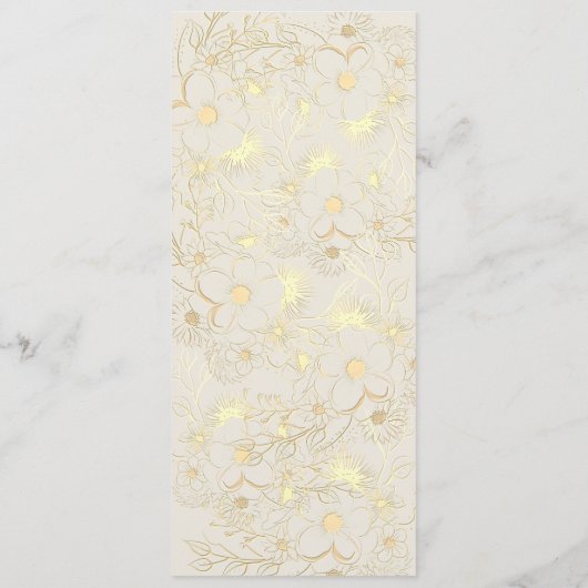 Ivoor Gouden Bloemen Trouwmenu Kaart (Achterkant)
