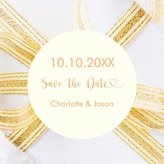 Ivoor gouden hart bruiloft Save the Date Ronde Sticker