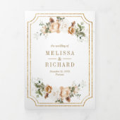Ivoor Gouden Kerst Open Haard Bow QR Code Huwelijk Drieluik Uitnodiging (Cover)