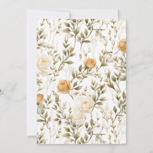 Ivoor & Gouden Rozen Bruiloft Kaart (Achterkant)