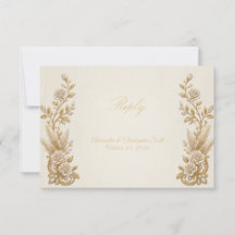 Ivoor Gouden Trouw RSVP Kaart Elegant Klassiek Kon