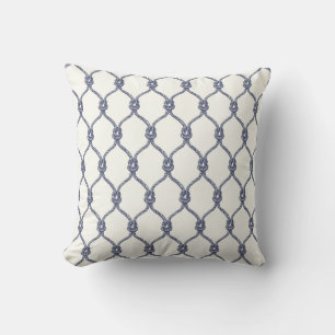 Ivoor Grijs Blauw Nautilus Touw Knoop Visnet Buitenkussen