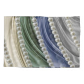 Ivoor, groen, blauw, goud, zijde - parels kussensloop (Achterkant)