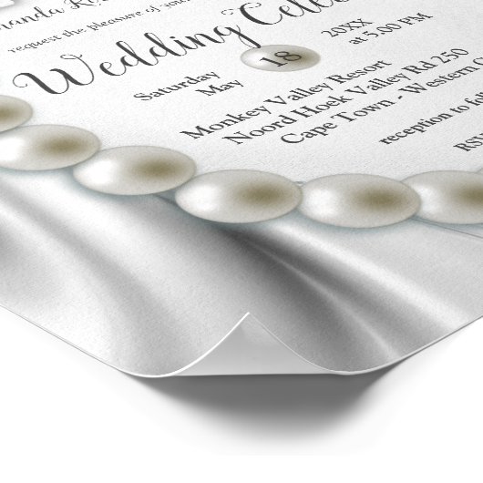 Ivoor, groen, blauw, gouden zijde en parel, bruilo poster (Hoek)