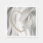 Ivoor, groen, blauw, gouden zijde en parels luiers servet (Voorkant)