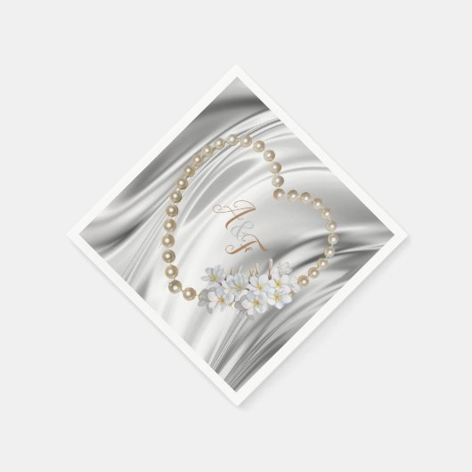 Ivoor, groen, blauw, gouden zijde en parels luiers servet (Hoek)