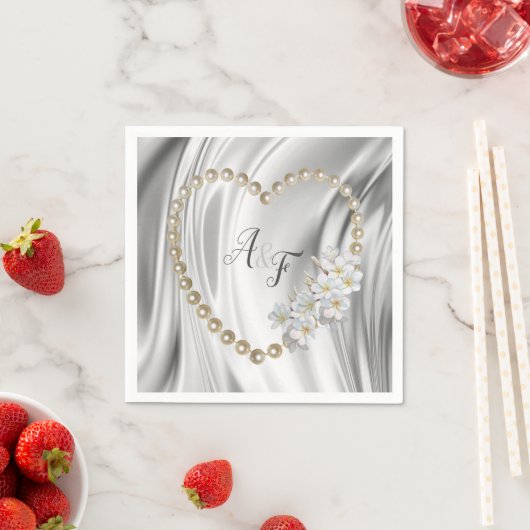 Ivoor, groen, blauw, gouden zijde en parels luiers servet (Insitu)