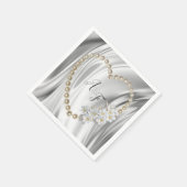 Ivoor, groen, blauw, gouden zijde en parels luiers servet (Hoek)