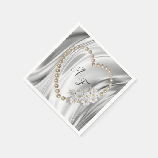 Ivoor, groen, blauw, gouden zijde en parels luiers servet (Hoek)