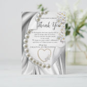 Ivoor, groen, blauw, gouden zijde en parelsDank u  RSVP Kaartje (Staand voorkant)