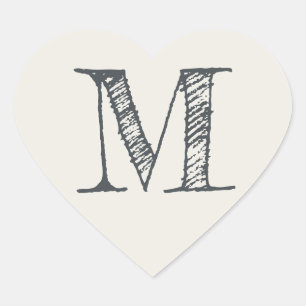 Ivoor Hart Minimalistische Monogram Initiaal Sticker