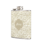 Ivoor in reliëf verpakte florale vinylkolf heupfles (Links)