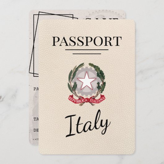 Ivoor Italië Paspoort Save The Date (Voorkant / Achterkant)