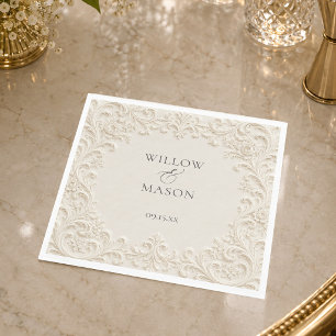 Ivoor Kleurige Vintage Bloem Bruiloft Servetten