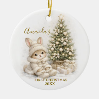 Ivoor Konijn Eerste Kerst Geschenk Meisje Keramisch Ornament