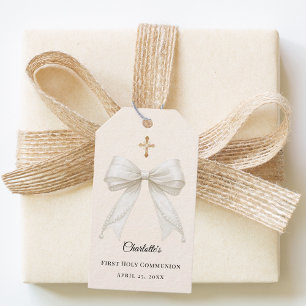 Ivoor lint parels Eerste Heilige Communie doe-het- Cadeaulabel
