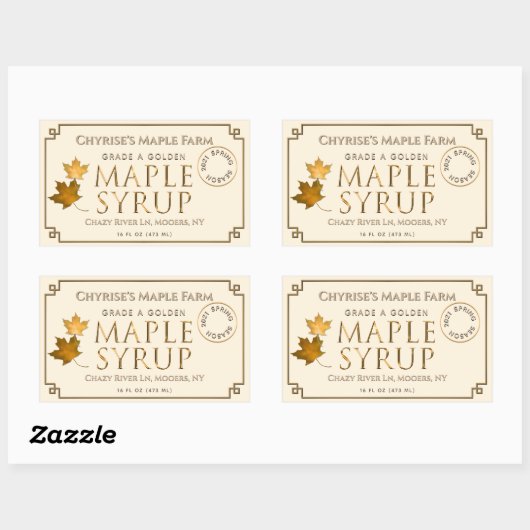 Ivoor Maple Syrup Label met blad en datum (Vel)