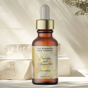 Ivoor Marmer & Goud Cosmetica Dropper Fles Etiket