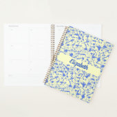 Ivoor met blauw waterverf splaatstontwerp planner (Display)