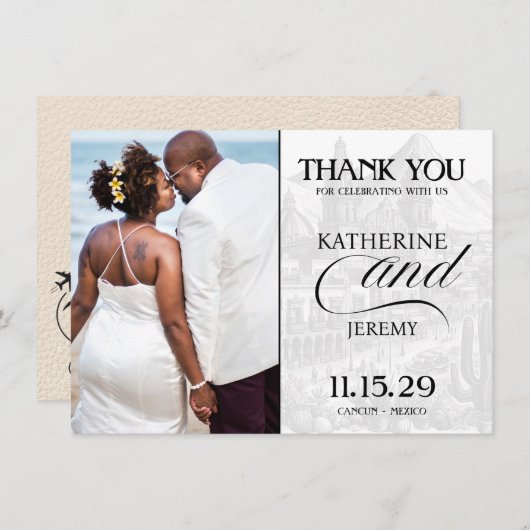 Ivoor Mexico Paspoort Bedankkaart (Voorkant / Achterkant)