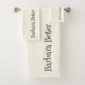 Ivoor minimalistisch grappig monogram handtekening bad handdoek (Insitu)