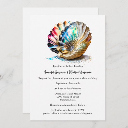 Ivoor moeder van de parel nautilus schelpen strand kaart (Voorkant / Achterkant)