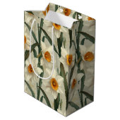 Ivoor Narcissus Botanical Spring Print Medium Cadeauzakje (Achterkant Gekanteld)