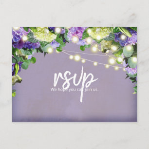 Ivoor & Paarse Hydrangea's Paarse RSVP Briefkaart