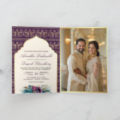 Ivoor Paarse Peacock Patroon Bloemen Indische brui (Binnen)