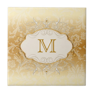 Ivoor Parel en Goud Monogram Tegeltje