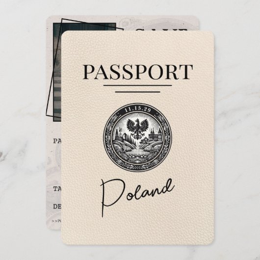 Ivoor Polen Paspoort Bewaar de datum Save The Date (Voorkant / Achterkant)