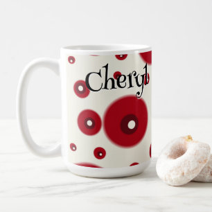 Ivoor Rode Stippen Funky Whimsical Cirkel Patroon  Koffiemok