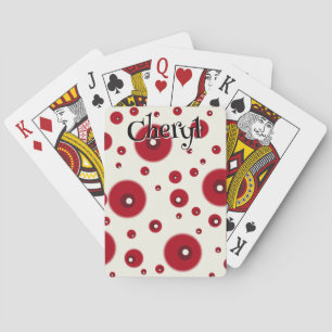Ivoor Rode Stippen Funky Whimsical Cirkelpatroon Pokerkaarten
