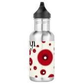 Ivoor Rode Stippen Funky Whimsical Cirkelpatroon Waterfles (Rechts)
