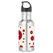 Ivoor Rode Stippen Funky Whimsical Cirkelpatroon Waterfles (Achterkant)