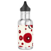 Ivoor Rode Stippen Funky Whimsical Cirkelpatroon Waterfles (Links)
