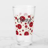Ivoor Rode Stippen Funky Whimsisch Cirkelpatroon  Glas (Achterkant)